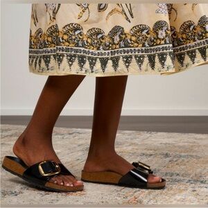 Black Slide Sandals with Buckle